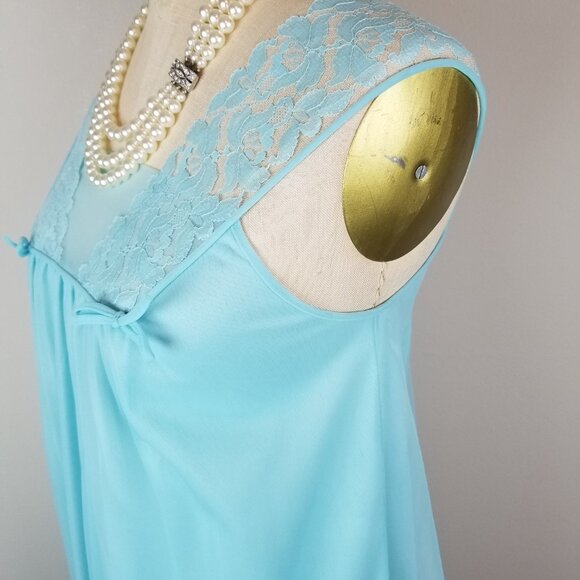 Vintage 1950's Beautiful Blue Peignoir Set Size Small Henson Kickernick - Picture 12 of 16